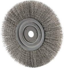 Weiler - 8" OD, 3/4" Arbor Hole, Crimped Stainless Steel Wheel Brush - 0.0118" Filament Diam - Exact Tool & Supply
