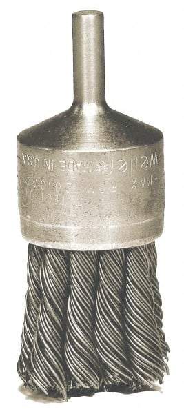 Weiler - 1-1/8" Brush Diam, Knotted, End Brush - 1/4" Diam Shank, 20,000 Max RPM - Exact Tool & Supply