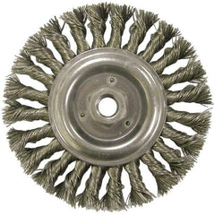 Weiler - 6" OD, 5/8-11 Arbor Hole, Knotted Steel Wheel Brush - 1/2" Face Width, 1-3/8" Trim Length, 0.023" Filament Diam, 9,000 RPM - Exact Tool & Supply