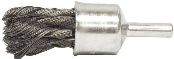 Weiler - 1/2" Brush Diam, Knotted, End Brush - 1/4" Diam Shank, 20,000 Max RPM - Exact Tool & Supply