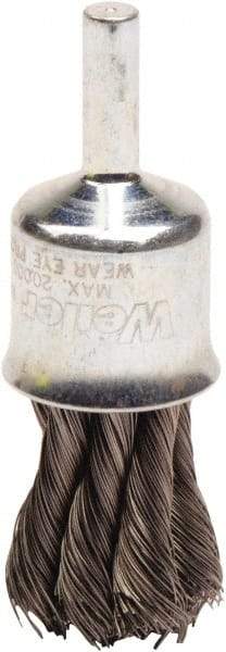 Weiler - 3/4" Brush Diam, Knotted, End Brush - 1/4" Diam Shank, 20,000 Max RPM - Exact Tool & Supply
