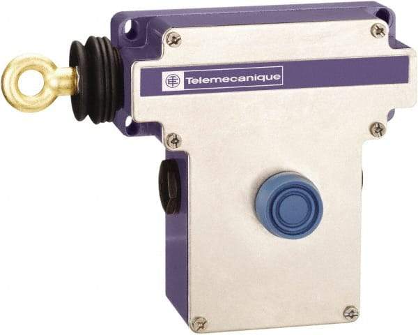 Telemecanique Sensors - 10 Amp, NO/NC Configuration, Left Hand Operation, Rope Operated Limit Switch - Pushbutton Reset, Cable Pull, 300 VAC/VDC - Exact Tool & Supply