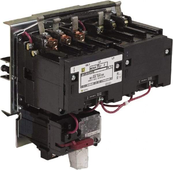 Square D - 110 Coil VAC at 50 Hz, 120 Coil VAC at 60 Hz, 45 Amp, NEMA Size 2, Reversible Open Enclosure NEMA Motor Starter - 3 Phase hp: 10 at 200 VAC, 15 at 230 VAC, 25 at 460 VAC, 25 at 575 VAC - Exact Tool & Supply