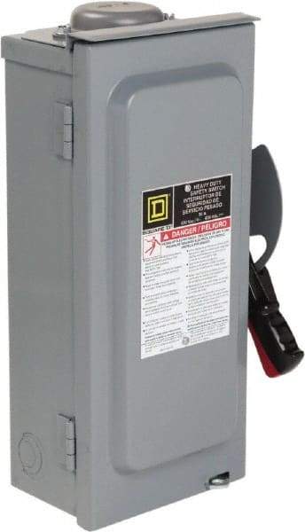 Square D - 30 Amp, 600 VAC/VDC, 3 Pole Nonfused Safety Switch - NEMA 3R, 10 hp at 600 VAC, 15 at 600 VDC (Single Phase), 30 hp at 600 VAC, 15 hp at 600 VDC (Triple Phase) - Exact Tool & Supply