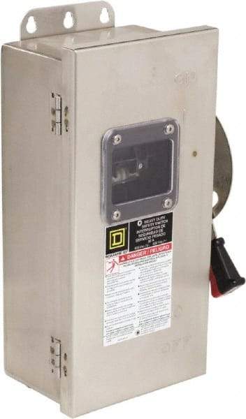 Square D - 30 Amp, 600 VAC/VDC, 3 Pole Nonfused Safety Switch - NEMA 12, 3, 3R, 4 & 4X, 10 hp at 600 VAC, 15 at 600 VDC (Single Phase), 30 hp at 600 VAC, 15 hp at 600 VDC (Triple Phase) - Exact Tool & Supply