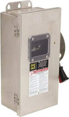 Square D - 30 Amp, 600 VAC/VDC, 3 Pole Nonfused Safety Switch - NEMA 12, 3, 3R, 4 & 4X, 10 hp at 600 VAC, 15 at 600 VDC (Single Phase), 30 hp at 600 VAC, 15 hp at 600 VDC (Triple Phase) - Exact Tool & Supply