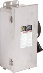 Square D - 30 Amp, 600 VAC/VDC, 3 Pole Fused Safety Switch - NEMA 12, 3, 3R, 4 & 4X, 7.5 hp at 480 VAC, 5 hp at 250 VDC (Single Phase), 20 hp at 600 VAC, 10 hp at 600 VDC (Triple Phase), 3PST Contact Form - Exact Tool & Supply
