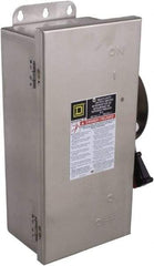 Square D - 30 Amp, 600 VAC/VDC, 3 Pole Fused Safety Switch - NEMA 12, 3, 3R, 4 & 4X, 7.5 hp at 480 VAC, 5 hp at 250 VDC (Single Phase), 20 hp at 600 VAC, 10 hp at 600 VDC (Triple Phase), 3PST Contact Form - Exact Tool & Supply