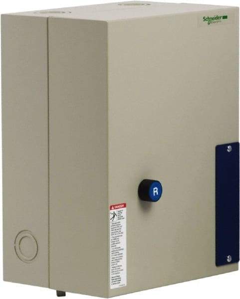 Schneider Electric - 3 Pole, 40 Amp, 120 Coil VAC, Nonreversible Enclosed IEC Motor Starter - 1 Phase Hp: 3 at 120 VAC, 5 at 240 VAC, 3 Phase Hp: 10 at 208 VAC, 10 at 230 VAC, 30 at 460 VAC, 30 at 575 VAC - Exact Tool & Supply