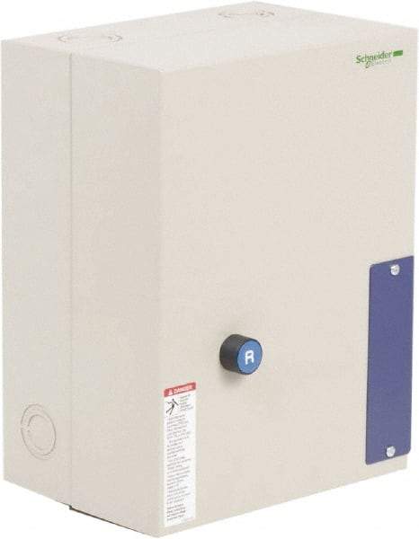 Schneider Electric - 3 Pole, 80 Amp, 120 Coil VAC, Nonreversible Enclosed IEC Motor Starter - 1 Phase Hp: 15 at 240 VAC, 7.5 at 120 VAC, 3 Phase Hp: 25 at 208 VAC, 30 at 230 VAC, 60 at 460 VAC, 60 at 575 VAC - Exact Tool & Supply