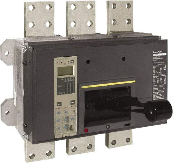 Square D - 1600 Amp, 600 VAC, 3 Pole, Panel Mount Molded Case Circuit Breaker - Electronic Trip, Multiple Breaking Capacity Ratings, 3/0 AWG - Exact Tool & Supply