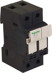 Schneider Electric - 2 Pole, 600 Volt, 32 Amp, DIN Rail Mount Fuse Holder - Compatible with 38mm Long x 35mm Wide and 10mm Diameter Fuse - Exact Tool & Supply