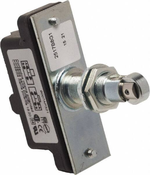 Square D - SPDT, NC/NO, 600 VAC, Screw Terminal, Roller Plunger Actuator, General Purpose Limit Switch - 1 NEMA Rating, IP20 IPR Rating, Panel Mount, 1-1/4 Lb. Operating Force - Exact Tool & Supply