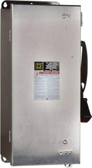 Square D - 100 Amp, 240 VAC, 250 VDC, 2 Pole Fused Safety Switch - NEMA 12, 3, 3R, 4 & 4X, 15 hp at 240 VAC, 20 hp at 250 VDC (Single Phase), 30 hp at 240 Vac, 20 hp at 250 VDC (Triple Phase), DPST Contact Form - Exact Tool & Supply