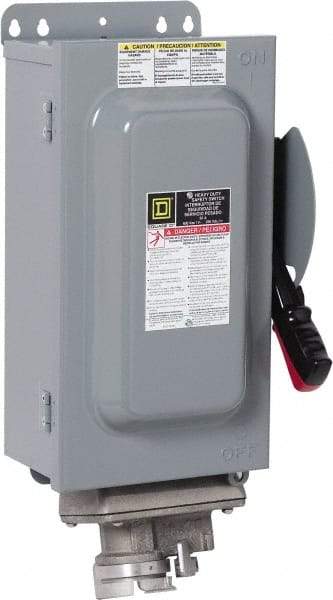 Square D - 30 Amp, 600 VAC, 3 Pole Fused Safety Switch - NEMA 12 & 3R, 7.5 hp at 480 VAC, 5 hp at 250 VDC (Single Phase), 20 hp at 600 VAC, 10 hp at 600 VDC (Triple Phase) - Exact Tool & Supply