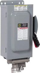 Square D - 30 Amp, 600 VAC, 3 Pole Fused Safety Switch - NEMA 12 & 3R, 7.5 hp at 480 VAC, 5 hp at 250 VDC (Single Phase), 20 hp at 600 VAC, 10 hp at 600 VDC (Triple Phase) - Exact Tool & Supply