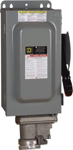 Square D - 60 Amp, 600 VAC, 3 Pole Nonfused Safety Switch - NEMA 12 & 3R, 30 hp at 600 VAC (Single Phase), 60 hp at 600 VAC (Triple Phase) - Exact Tool & Supply