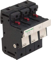 Schneider Electric - 3 Pole, 600 Volt, 50 Amp, DIN Rail Mount Fuse Holder - Compatible with 51mm Long x 70mm Wide and 14mm Diameter Fuse - Exact Tool & Supply