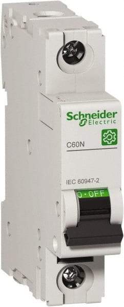 Schneider Electric - 6 Amp, 440 VAC, 1 Pole, DIN Rail Mounted Miniature Circuit Breaker - Magnetic Trip, Multiple Breaking Capacity Ratings, 18-4 AWG, 76mm Deep x 81mm High x 18mm Wide - Exact Tool & Supply
