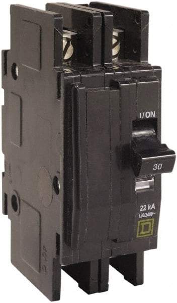 Square D - 30 Amp, 240 VAC, 2 Pole, Panel Mount Miniature Circuit Breaker - 14-2 AWG - Exact Tool & Supply