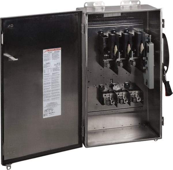 Square D - 200 Amp, 600 VAC/VDC, 3 Pole Nonfused Safety Switch - NEMA 12, 3, 3R, 4 & 4X, 50 hp at 600 VAC, 50 hp at 600 VDC (Single Phase), 150 hp at 600 VAC, 50 hp at 600 VDC (Triple Phase), ST Contact Form - Exact Tool & Supply