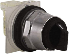 Schneider Electric - 30mm Mount Hole, 3 Position, Knob and Pushbutton Operated, Selector Switch - Black, Maintained (MA), NO/NC, Weatherproof and Dust and Oil Resistant - Exact Tool & Supply