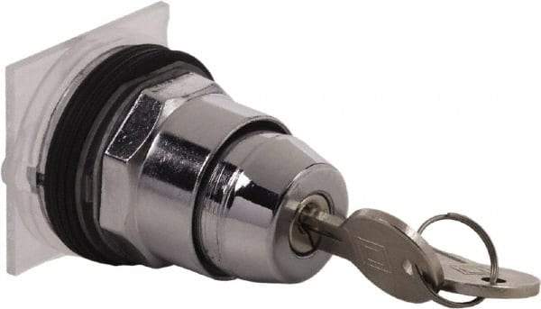 Schneider Electric - 1.18 Inch Mount Hole, 3 Position, Knob and Pushbutton Operated, Selector Switch Only - Black, Maintained (MA), without Contact Blocks, Weatherproof and Dust and Oil Resistant - Exact Tool & Supply