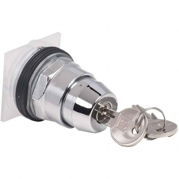 Schneider Electric - 1.22 Inch Mount Hole, 2 Position, Key Operated, Selector Switch with Contact Blocks - Exact Tool & Supply