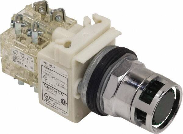 Schneider Electric - 30mm Mount Hole, Flush, Pushbutton Switch Only - Illuminated, Momentary (MO) - Exact Tool & Supply