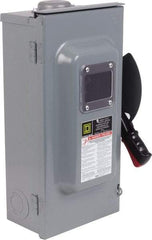 Square D - 60 Amp, 600 V, 3 Pole Nonfused Safety Switch - NEMA 3R, 1 & 3 Phase, 30 hp at 600 VAC (Single Phase), 60 hp at 60 VAC (Triple Phase), 3PST Contact Form - Exact Tool & Supply