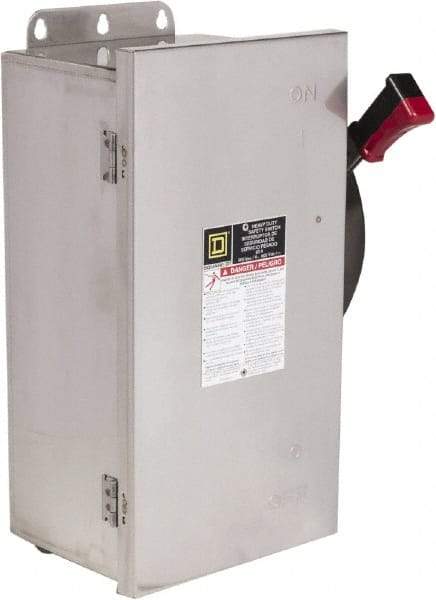 Square D - 60 Amp, 600 VAC/VDC, 3 Pole Nonfused Safety Switch - NEMA 12, 3, 3R, 4 & 4X, 30 hp at 600 VAC (Single Phase), 60 hp at 600 VAC, 30 hp at 600 VDC (Triple Phase), 3PST Contact Form - Exact Tool & Supply