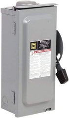Square D - 60 Amp, 240 V, 2 Pole Fused Safety Switch - NEMA 3R, 10 hp at 240 VAC (Single Phase), 15 hp at 240 VAC (Triple Phase), DPST Contact Form - Exact Tool & Supply