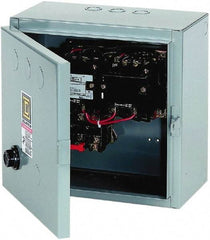 Square D - 110 Coil VAC at 50 Hz, 120 Coil VAC at 60 Hz, 27 Amp, NEMA Size 1, Reversible Enclosed Enclosure NEMA Motor Starter - 3 Phase hp: 10 at 460 VAC, 10 at 575 VAC, 7-1/2 at 200 VAC, 7-1/2 at 230 VAC, 1 Enclosure Rating - Exact Tool & Supply
