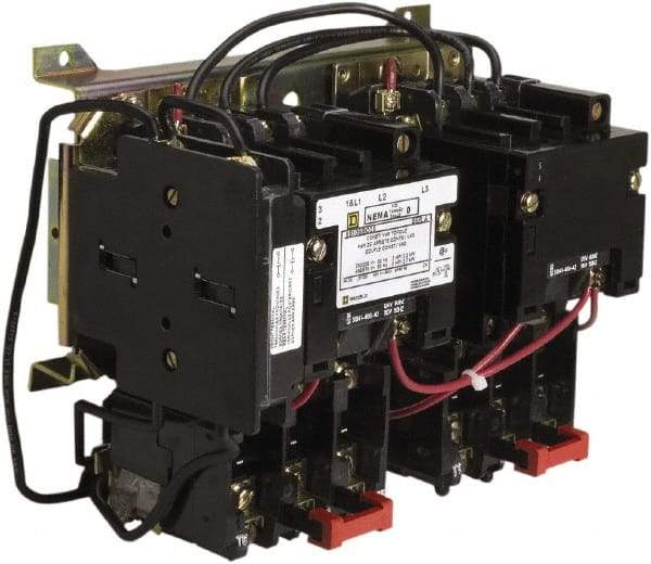 Square D - 110 Coil VAC at 50 Hz, 120 Coil VAC at 60 Hz, 135 Amp, NEMA Size 4, Nonreversible Open Enclosure NEMA Motor Starter - 1 Phase hp: 100 at 460-575 Volt, 40 at 200 Volt, 50 at 230 Volt, 75 at 380 Volt - Exact Tool & Supply
