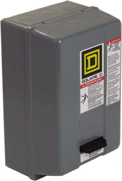 Square D - 110 Coil VAC at 50 Hz, 120 Coil VAC at 60 Hz, 18 Amp, Nonreversible Enclosed Enclosure NEMA Motor Starter - 1 hp at 1 Phase, 1 Enclosure Rating - Exact Tool & Supply