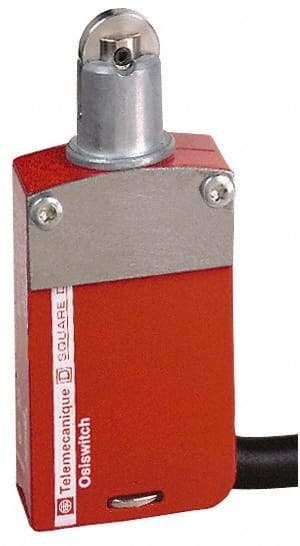 Telemecanique Sensors - NO/2NC Configuration, Multiple Amp Level, Metal Roller Plunger Safety Limit Switch - 2m Cable Length, 30mm Wide x 16mm Deep x 70mm High, IP66, IP67, IP68 Ingress Rating - Exact Tool & Supply