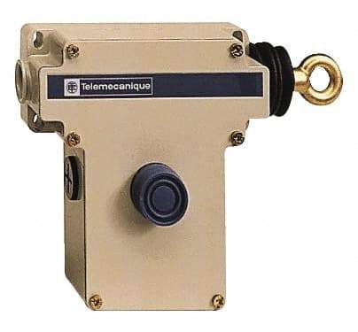 Telemecanique Sensors - 10 Amp, NO/NC Configuration, Right Hand Operation, Rope Operated Limit Switch - Pushbutton Reset, Rope Pull, No Pilot Light, 300 VAC - Exact Tool & Supply
