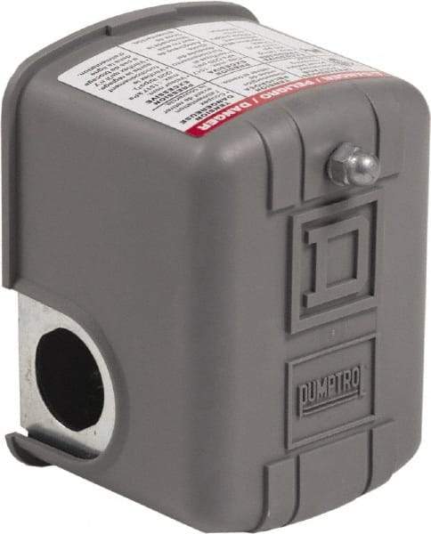 Square D - 1 NEMA Rated, General Purpose Pressure and Level Switch - Fixed Pressure, 575 VAC, Screw Terminal, For Use with Electrically Driven Air Compressors - Exact Tool & Supply