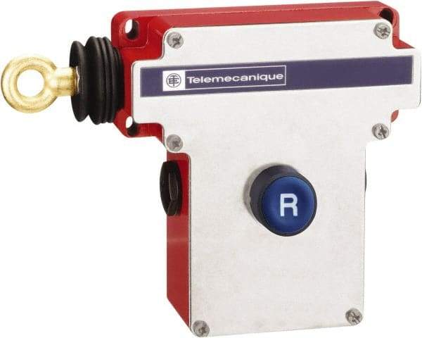 Telemecanique Sensors - 10 Amp, NO/NC Configuration, Left Hand Operation, Rope Operated Limit Switch - Pushbutton Reset, Cable Pull, No Pilot Light, 300 VAC - Exact Tool & Supply
