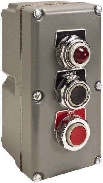 Schneider Electric - 1.18 Inch Mount Hole, Extended Straight, Pushbutton Switch - Weatherproof, Dust and Oil Resistant - Exact Tool & Supply