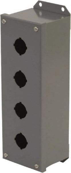 Schneider Electric - 4 Hole, 30mm Hole Diameter, Steel Pushbutton Switch Enclosure - 3, 13 NEMA Rated - Exact Tool & Supply