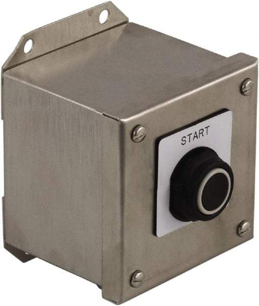 Schneider Electric - 1 Operator, Pushbutton Control Station - Stop (Legend), Momentary Switch, NC Contact, NEMA 1, 13, 3, 4 - Exact Tool & Supply