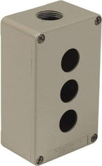 Schneider Electric - 3 Hole, 1.18 Inch Hole Diameter, Zinc Alloy Pushbutton Switch Enclosure - 5.12 Inch High x 3.15 Inch Wide x 2.03 Inch Deep, 4, 13 NEMA Rated - Exact Tool & Supply