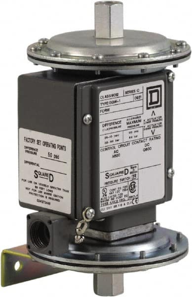 Square D - 4, 13 and 4X NEMA Rated, SPDT, 1.5 to 75 psi, Electromechanical Pressure and Level Switch - Exact Tool & Supply