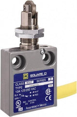 Square D - SPDT, NC/NO, 240 VAC, Prewired Terminal, Roller Plunger Actuator, General Purpose Limit Switch - 1, 2, 4, 6, 6P NEMA Rating, IP67 IPR Rating, Panel Mount, 80 Ounce Operating Force - Exact Tool & Supply