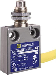 Square D - SPDT, NC/NO, 240 VAC, Prewired Terminal, Plunger Actuator, General Purpose Limit Switch - 1, 2, 4, 6, 6P NEMA Rating, IP67 IPR Rating, Panel Mount, 80 Ounce Operating Force - Exact Tool & Supply