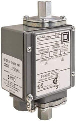 Square D - 4, 13 and 4X NEMA Rated, DPDT, 500 psi, Electromechanical Pressure and Level Switch - Adjustable Pressure, 120 VAC at 6 Amp, 240 VAC at 3 Amp, 250 VDC at 0.11 Amp, 1/4 Inch Connector, Screw Terminal, For Use with 9012G - Exact Tool & Supply
