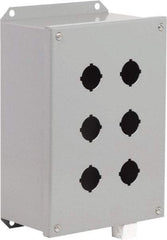 Schneider Electric - 6 Hole, 30mm Hole Diameter, Steel Pushbutton Switch Enclosure - 3, 13 NEMA Rated - Exact Tool & Supply