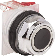 Schneider Electric - 30mm Mount Hole, Extended Straight, Pushbutton Switch with Contact Block - Black Pushbutton, Momentary (MO) - Exact Tool & Supply