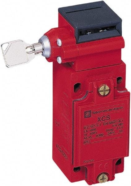 Telemecanique Sensors - 2NO/NC Configuration, 24/48 VAC/VDC, Multiple Amp Level, Metal Key Safety Limit Switch - 52mm Wide x 44mm Deep x 114mm High, IP67 Ingress Rating - Exact Tool & Supply